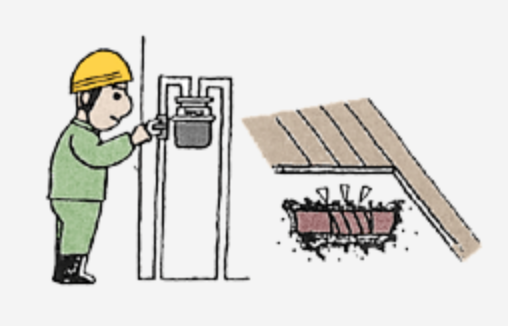 破損箇所をテープ・ウエスなどで仮止めをし、分岐ガス栓またはメーターガス栓を閉止してください。