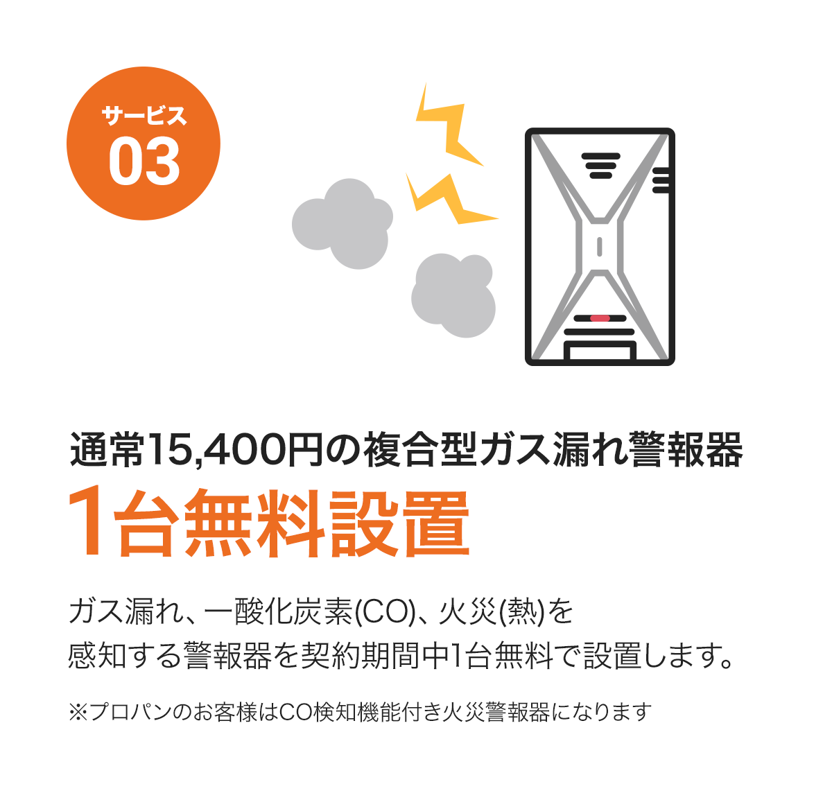 複合型ガス漏れ警報器1台無料設置